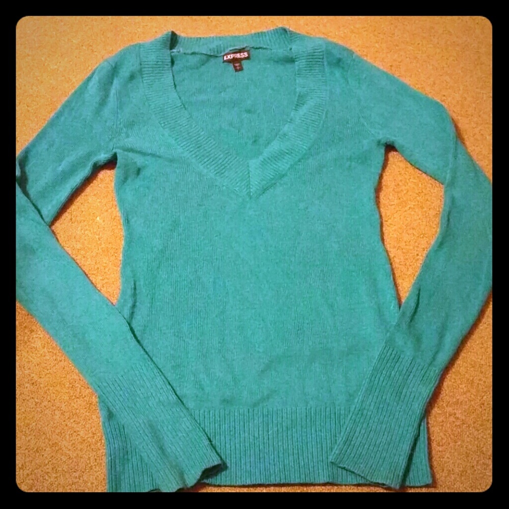 Express women's v-neck sweater (teal/blue)